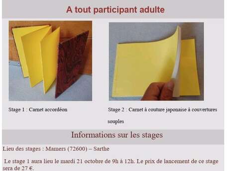 Stages de reliure