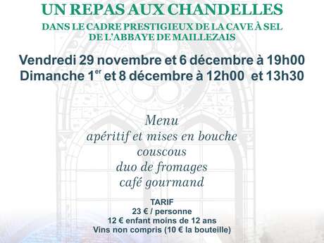 REPAS AUX CHANDELLES à la Foire de Noël de l'Abbaye de Maillezais