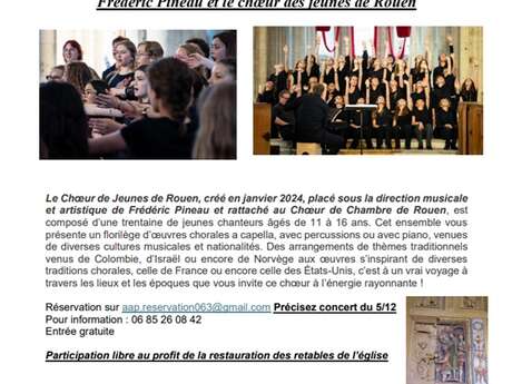 Concert à l'église "Frédéric Pineau et le chœur des jeunes de Rouen"