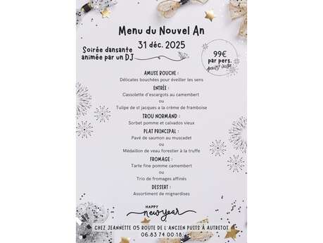 Soirée du Nouvel An au restaurant Chez Jeannette