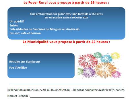 Fête Nationale et feu d'artifice à Cressy