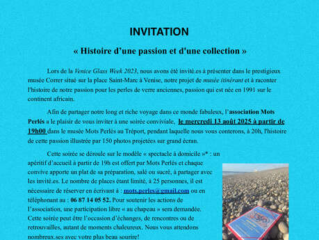Soirée conviviale recit sur "Les perles de verre à l'ancienne"