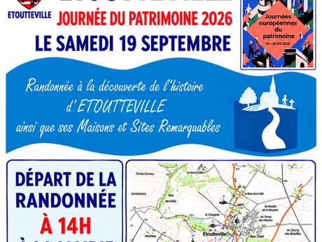 Randonnée à Etoutteville-Journée du Patrimoine samedi 19 septembre 2026 à14h