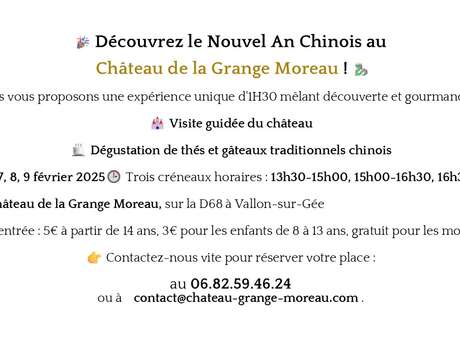 Venez découvrir le nouvel An Chinois au Château de la Grange Moreau et réservez votre place au 0682594624