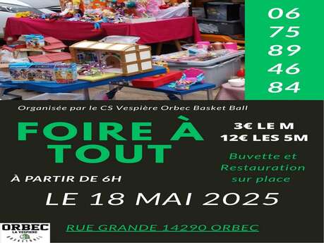 Foire à tout  oragnisée par le CS Vespière Orbec Basket Ball
