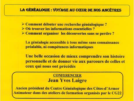 La généalogie: voyage au coeur de nos ancêtres - Conférence