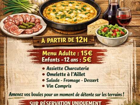 Repas (omelette à l'aillet) et pétanque