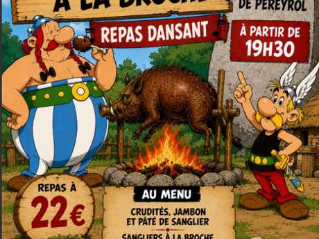 Spit-roasted wild boar feast