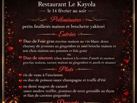 Saint-Valentin au restaurant Le Kayola