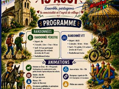 Fête à Maurens : randonnée, Jeux, Belote, Marché gourmand, Feu d'artifices
