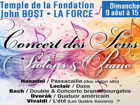 Concert des Sens (Violons & Pianos) | Temple de la Fondation John Bost