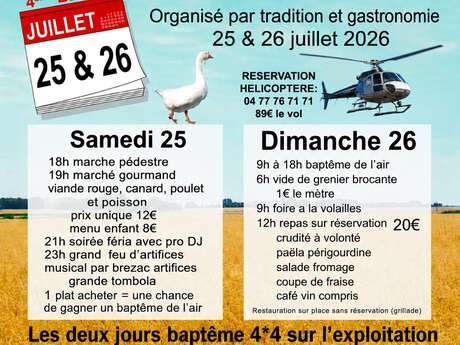 Ferme en fête : Baptême hélicoptère, Repas, Brocante, Foire volailles,