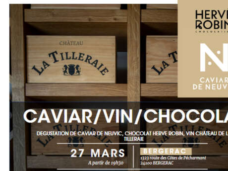 Dégustation de caviar, chocolat et de vin