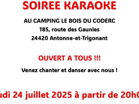 Le jeudi 24 juillet soirée Karaoké/Pizza au Camping du Bois Coderc