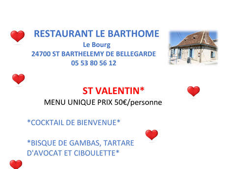 Repas de la St Valentin Restaurant Le Barthomé