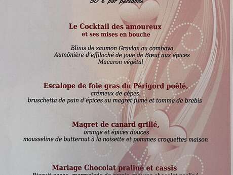 Repas de la St Valentin Restaurant Le Duellas