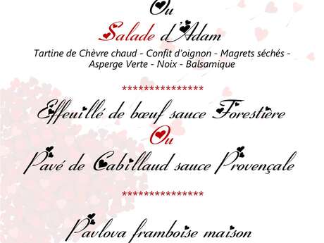 Repas St Valentin Restaurant Auberge du Pauly