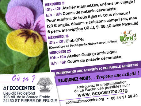 Mercredi en famille : Atelier Atelier collage & Atelier poterie