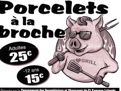 Repas porcelets à la broche