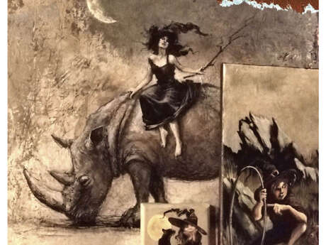 Exposition Naïg artiste peintre à la boutique Ze Witches à Huelgoat.