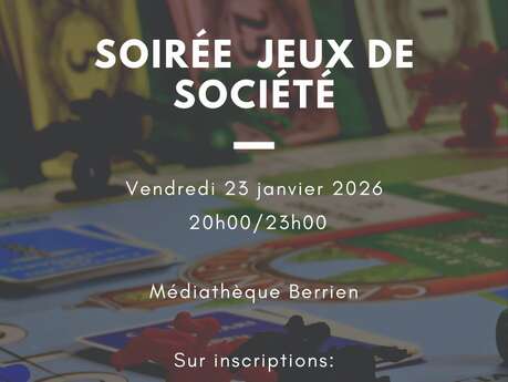 Soirée Jeux de Société à la médiathèque de Berrien.