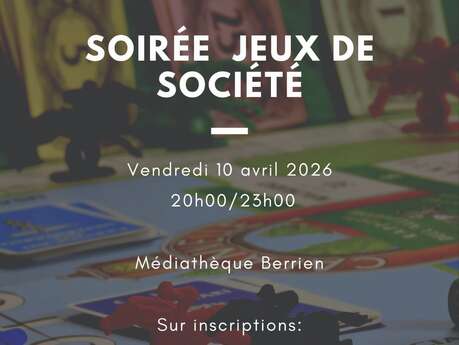 Soirée Jeux de sociète à la Médiathèque de Berrien.