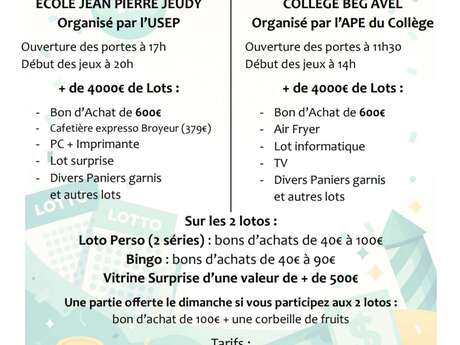 Super Loto de l'école de Jean Pierre Jeudy organisé par l'USEP