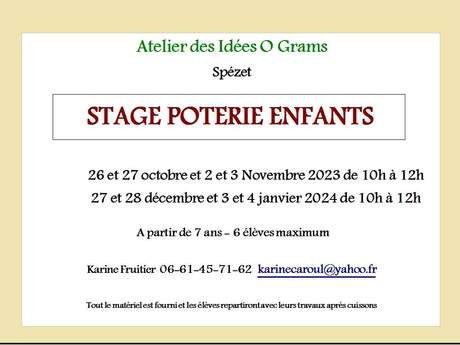 Stages de poteries enfants