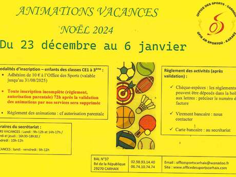 Office des sports : Animations vacances Noël 2024