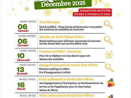 Maison des Mobilités : Programme de décembre 2025