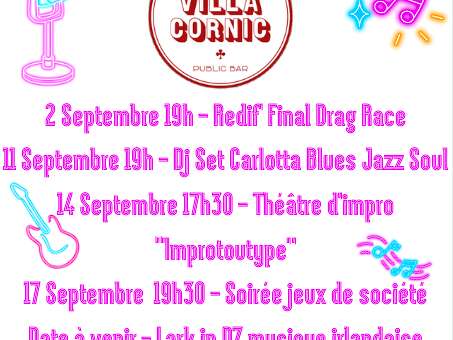 Programmation Villa Cornic du 1er au 14 septembre