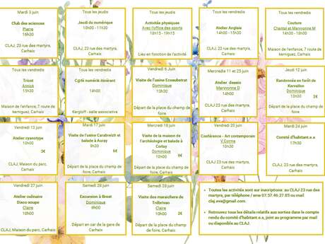 CLAJ : Programme de Juin CLAJ : Programme de Juin