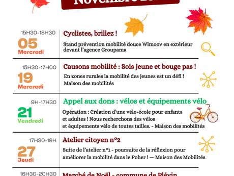Maison des mobilités : Programme de novembre 2025