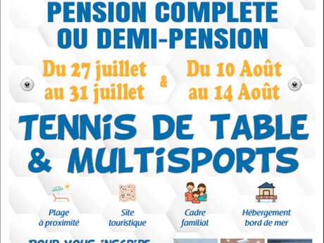 Stages d'été de tennis de table et multisports