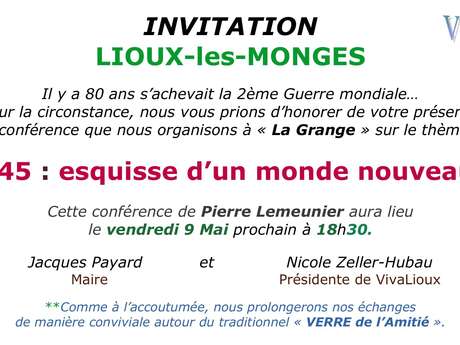 Conférence à Lioux-les-Monges : 1945: esquisse d'un monde nouveau?