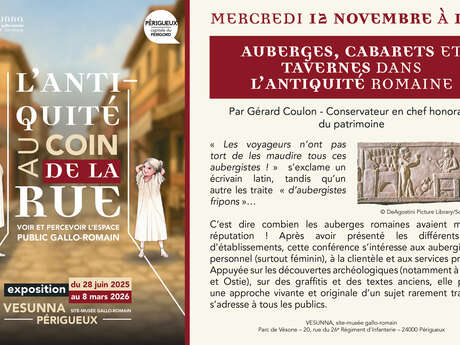 Conférence : « Auberges, cabarets et tavernes dans l’Antiquité romaine »