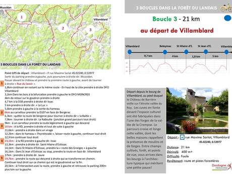 Boucle dans la Forêt du Landais au départ de Villamblard - 21 km