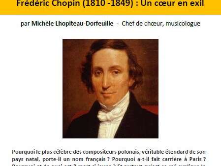 Conférance : Frédéric Chopin (1810 - 1849) : Un coeur en exil