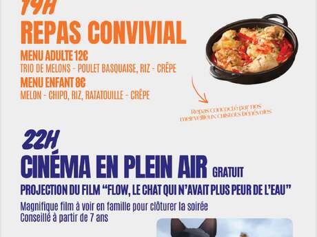 Soirée conviviale • Repas + Cinéma en plein air