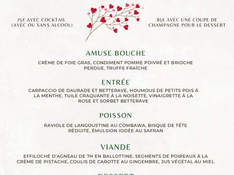 MENU DE SAINT VALENTIN - L'ATELIER DU PETIT JARDIN