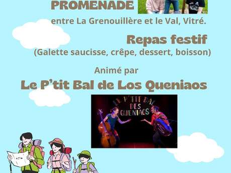 Balade, repas festif animé par Le P'tit Bal des Queniaos