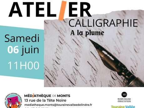 Atelier calligraphie à la médiathèque de Monts