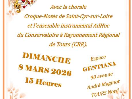 Concert de chant choral et instrumental avec la chorale Croque-Notes de Saint-Cyr-sur-Loire et les ensembles Ad Hoc du Conservatoire de Tours et Dodécadanse du