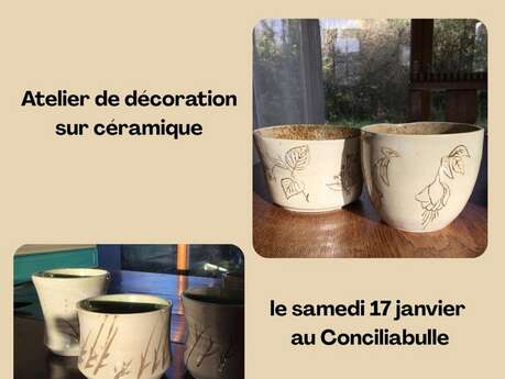 Atelier de décoration sur céramique