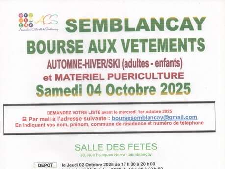 BOURSE AUX VETEMENTS Automne-Hiver/Ski - Matériel Puériculture