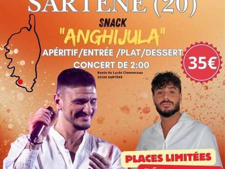 Repas concert au snack Anghjula avec Sebastien Quintino