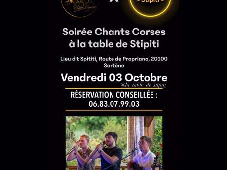 Soirée Corse à La Table de Stipiti avec le groupe L'Amicizia