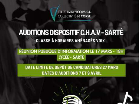 Réunion d’information – Auditions pour la Classe à Horaires Aménagés Voix (CHAV) à Sartène