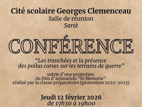 Conférence " Les tranchées et la présence des poilus corses sur les terrains de guerre" à Sartène