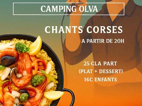 Soirée Paëlla et chants corses au camping Olva